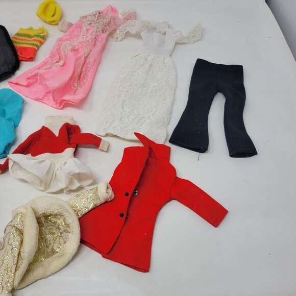 Vintage Lot Of Barbie Doll Mixed Clothes Coat Dress Sweater Swimsuit Jumpsuit - Picture 5 of 12